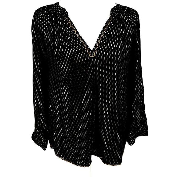 NWT Velvet by Graham & Spencer Black Gold Embroidered Boho Tunic Top XS - Picture 3 of 12